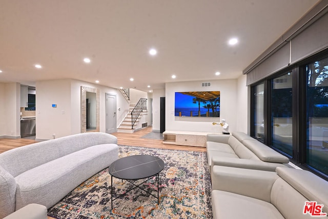 living room featuring light hardwood / wood-style floors