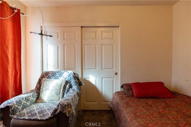 carpeted bedroom featuring a closet