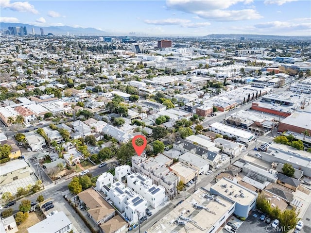 bird's eye view with a mountain view