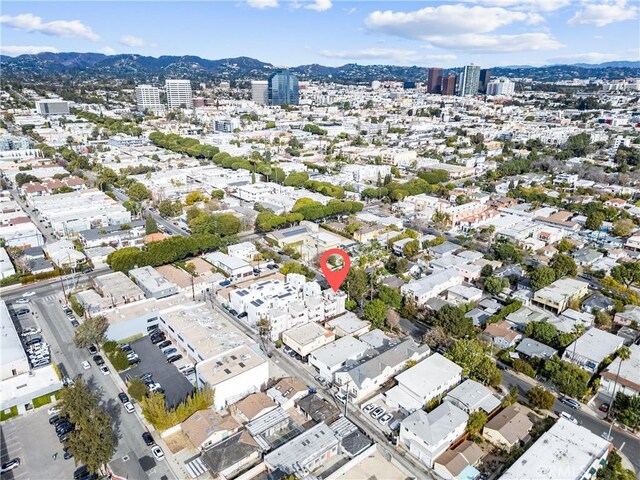 drone / aerial view with a mountain view