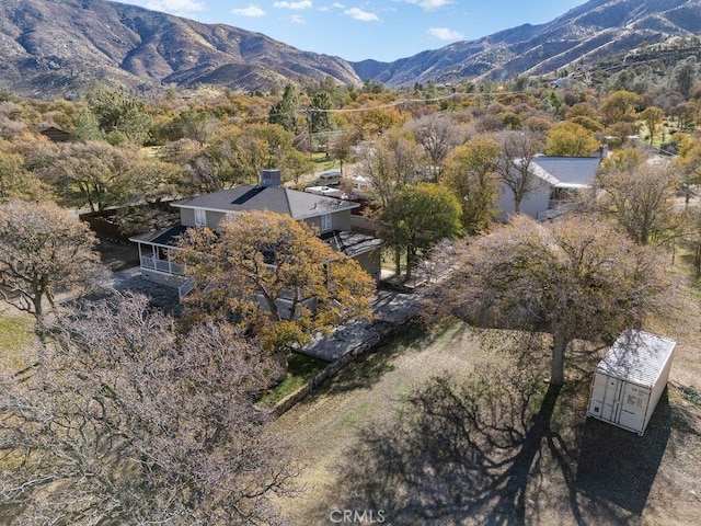 birds eye view of property featuring a mountain view