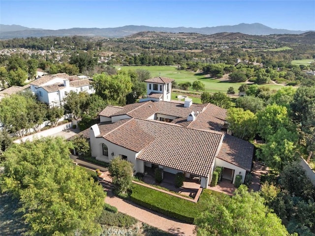 drone / aerial view with a mountain view