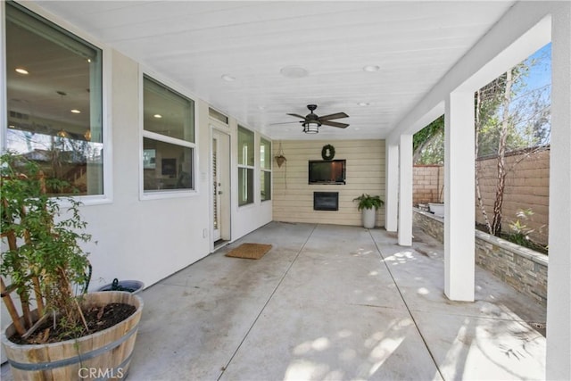 view of patio with ceiling fan