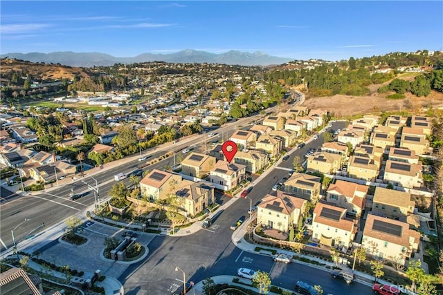 drone / aerial view with a mountain view