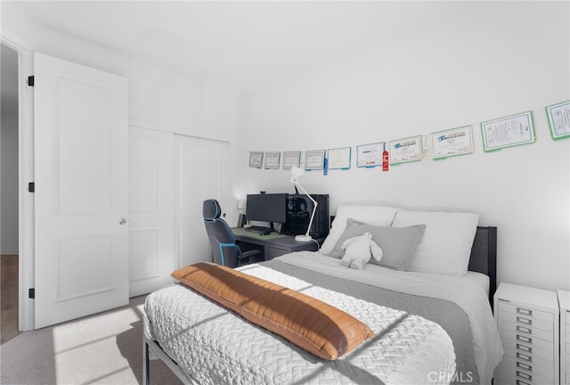 carpeted bedroom featuring a closet