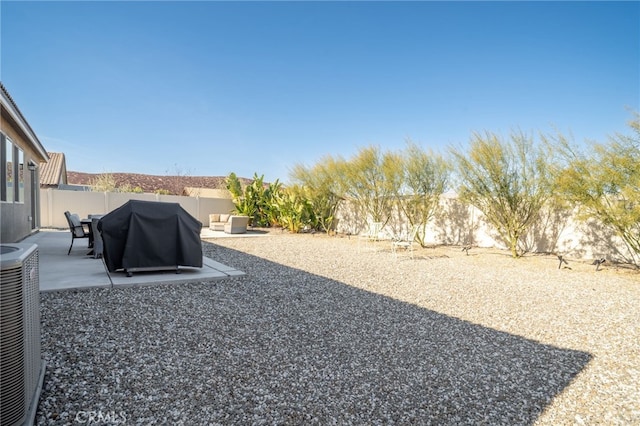 view of yard with a patio and cooling unit