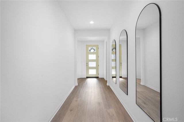 doorway featuring light wood-type flooring