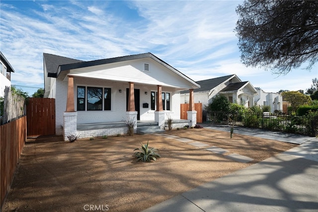 view of front facade featuring covered porch