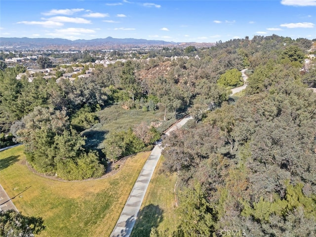 bird's eye view with a mountain view