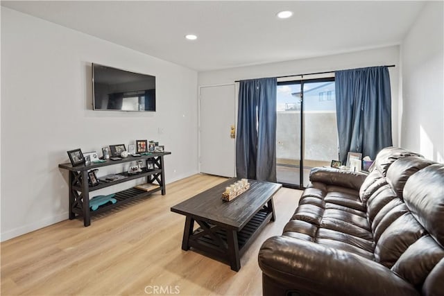 living room featuring light wood-type flooring