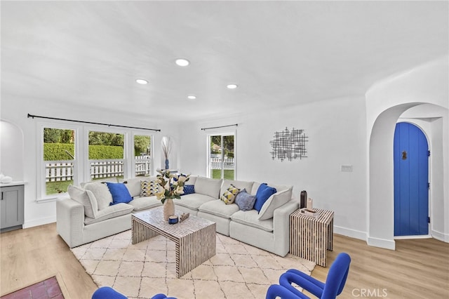 living room featuring light hardwood / wood-style flooring