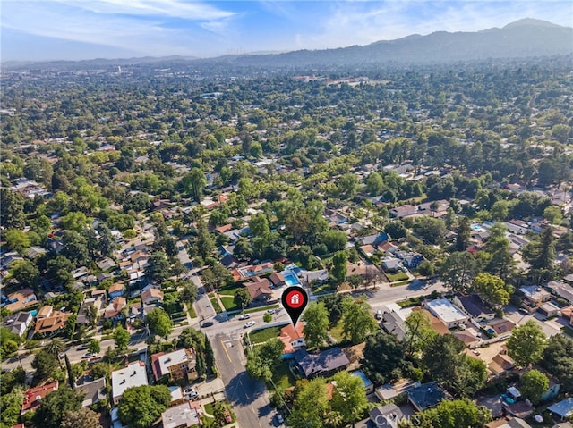 drone / aerial view with a mountain view