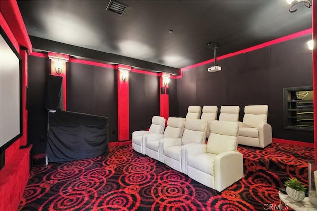 view of carpeted home theater room