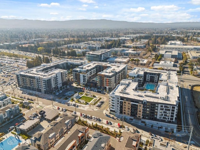 aerial view with a mountain view