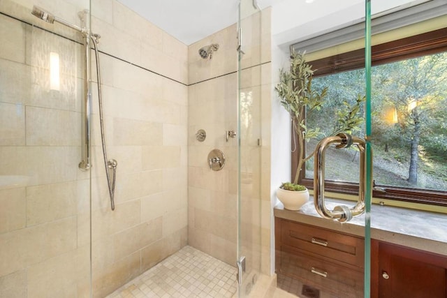 bathroom featuring walk in shower