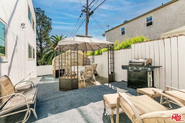 view of patio with a gazebo and grilling area