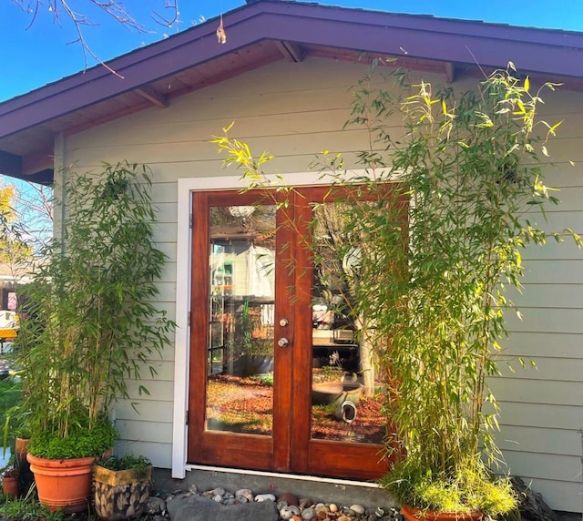 view of exterior entry with french doors