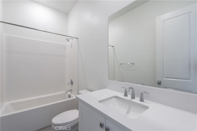 full bathroom with toilet, vanity, and  shower combination