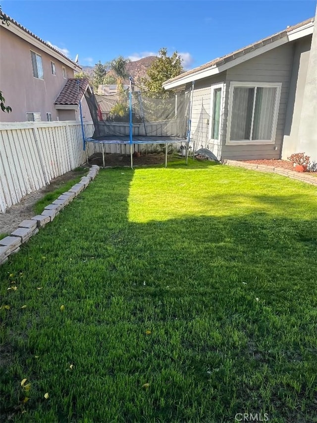 view of yard with a trampoline