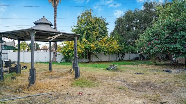 view of yard with a gazebo