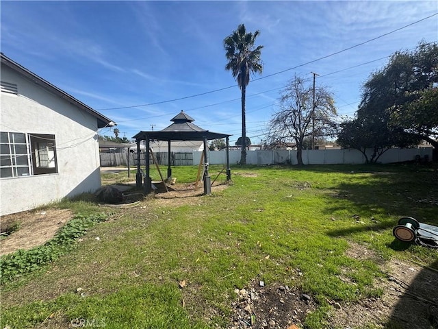 view of yard with a gazebo