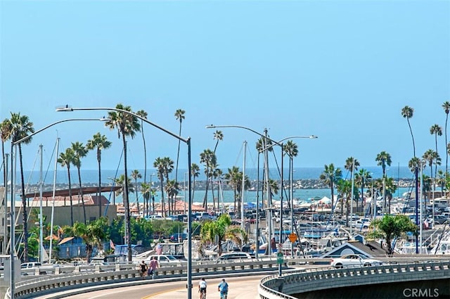 view of home's community with a water view