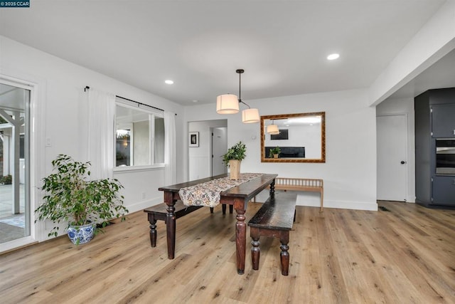 dining room with light hardwood / wood-style flooring