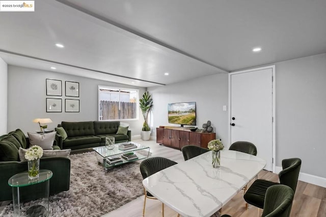 living room featuring light hardwood / wood-style flooring