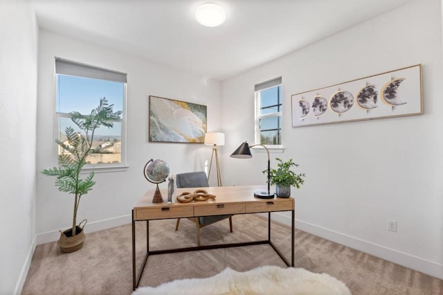 view of carpeted home office