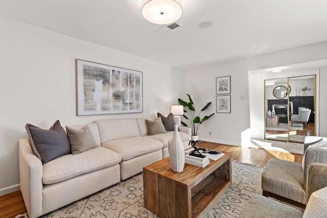 living room featuring light hardwood / wood-style floors