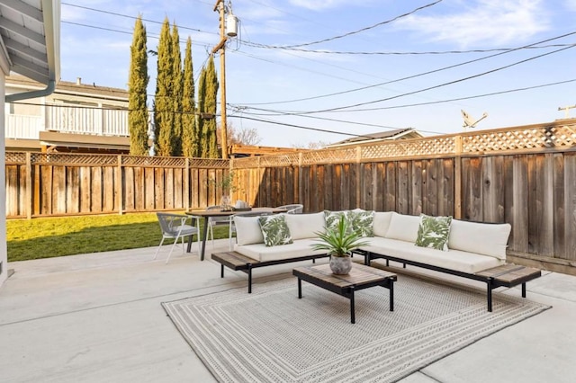 view of patio / terrace featuring an outdoor living space