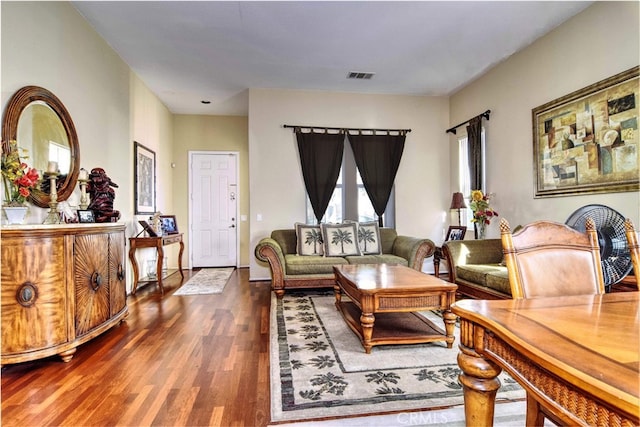 living room featuring hardwood / wood-style flooring