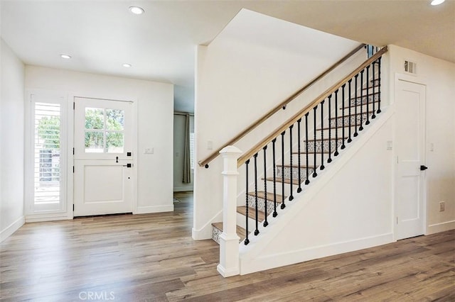 foyer entrance featuring light hardwood / wood-style floors