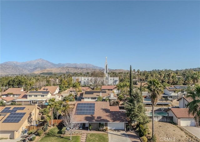 drone / aerial view with a mountain view