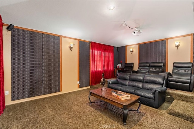 view of carpeted home theater room