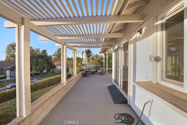 view of patio / terrace featuring a pergola