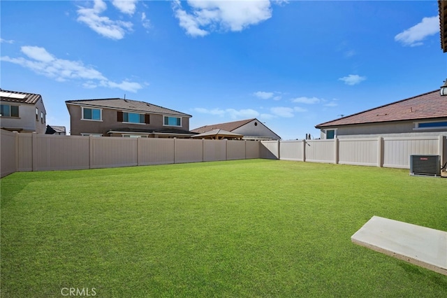 view of yard featuring a fenced backyard