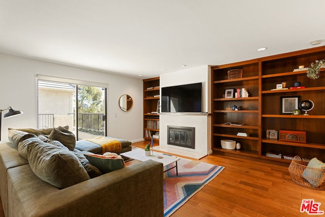 living room with hardwood / wood-style flooring