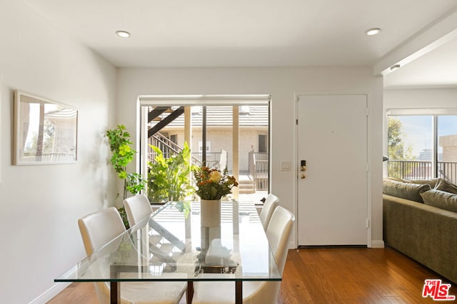 dining room with wood-type flooring