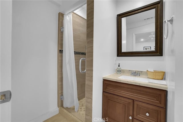 bathroom featuring vanity and a shower with curtain