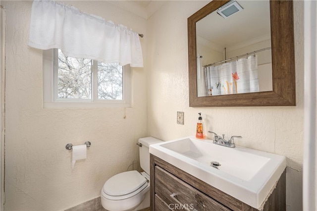 bathroom with toilet and vanity