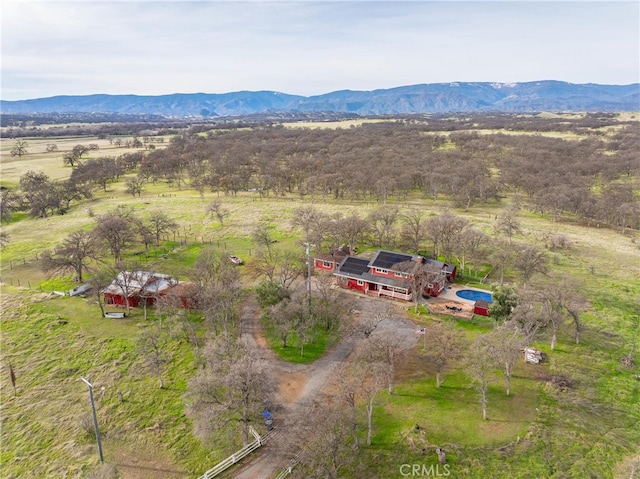 aerial view with a rural view and a mountain view