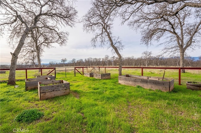 view of yard with a rural view