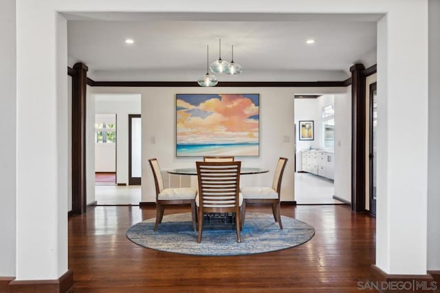 dining room featuring dark hardwood / wood-style flooring