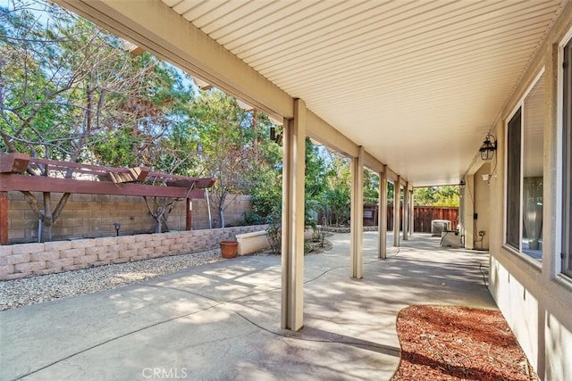 view of patio featuring a fenced backyard