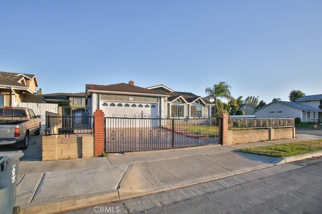 ranch-style home with a garage