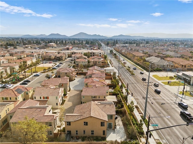 bird's eye view with a mountain view