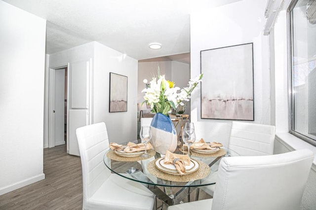 dining room with hardwood / wood-style flooring