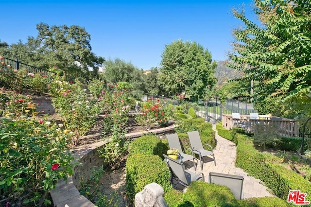 view of property's community with a patio area