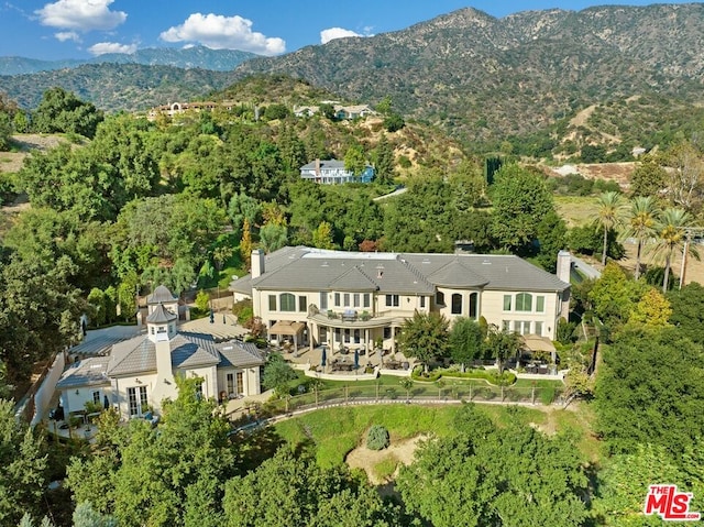 aerial view with a mountain view